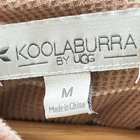 Koolaburra by UGG Cozy Thermal Striped Hoodie Pullover Top Tan Brown Women's Med - Picture 6 of 8